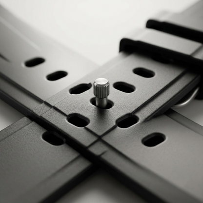 Macro view of the KeyBudz Sync+ Carbon Black Apple Watch strap showing FKM rubber and metal pin.