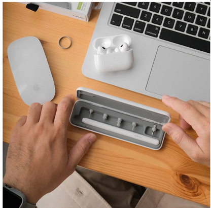 KeyBudz AirCare 2.0 premium cleaning kit for AirPods and Apple devices with charging ports - White
